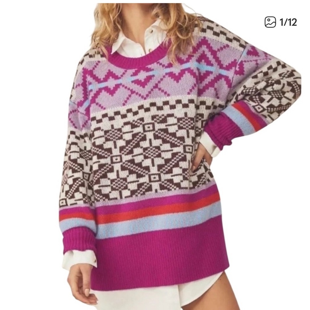 Free People Cashmere Let’s Do Brunch Oversized Crewneck Tunic Sweater XS - Picture 11 of 13